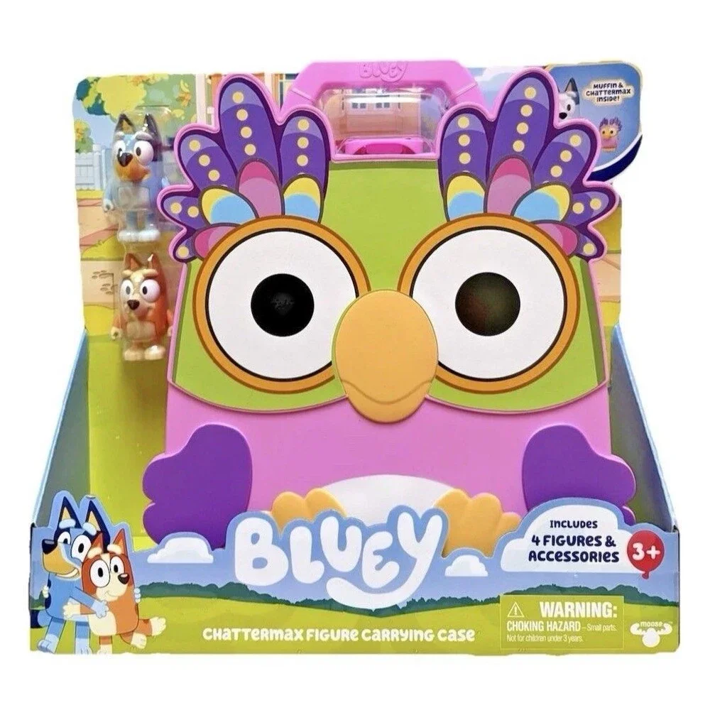 Bluey Play set Storage Carrying Case 4 Figures Muffin Chattermax Bingo Toy